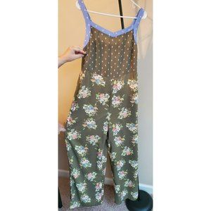 MATILDA JANE Women’s XS ‘Work of Art’ Jumpsuit Green Floral & Dots Wide Leg